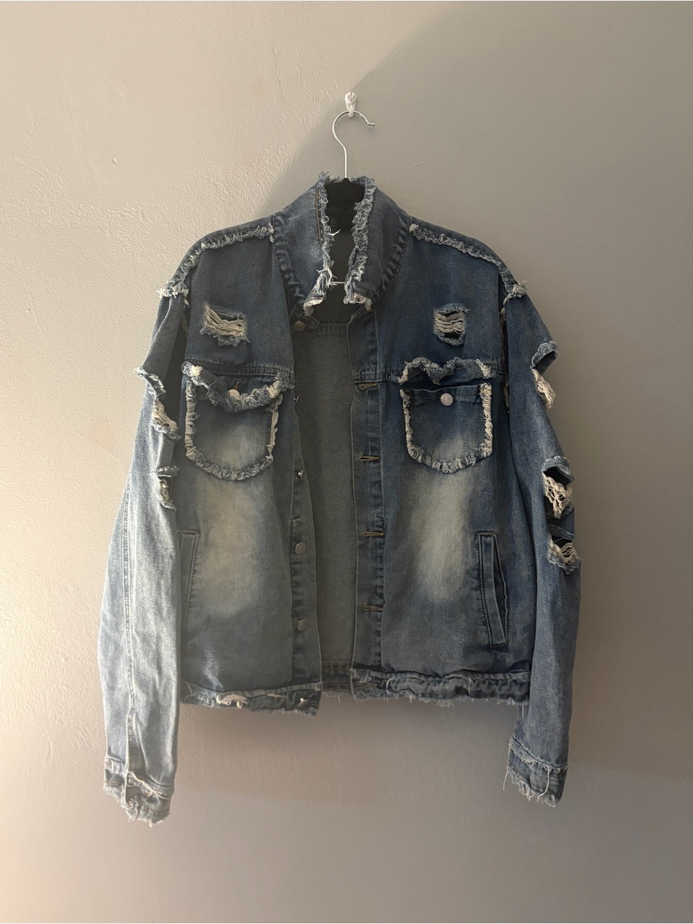 MANFINITY Light Blue Distressed Denim Jacket